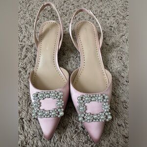 Pink Satin Kitten Heels